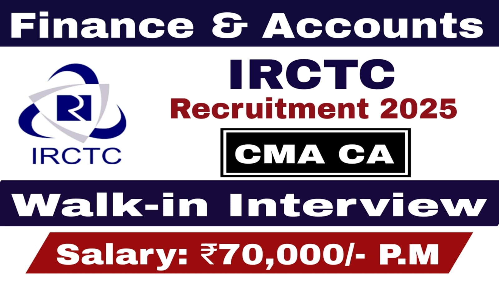 IRCTC Finance Recruitment 2025 | Latest CMA, CA Government Job 2025