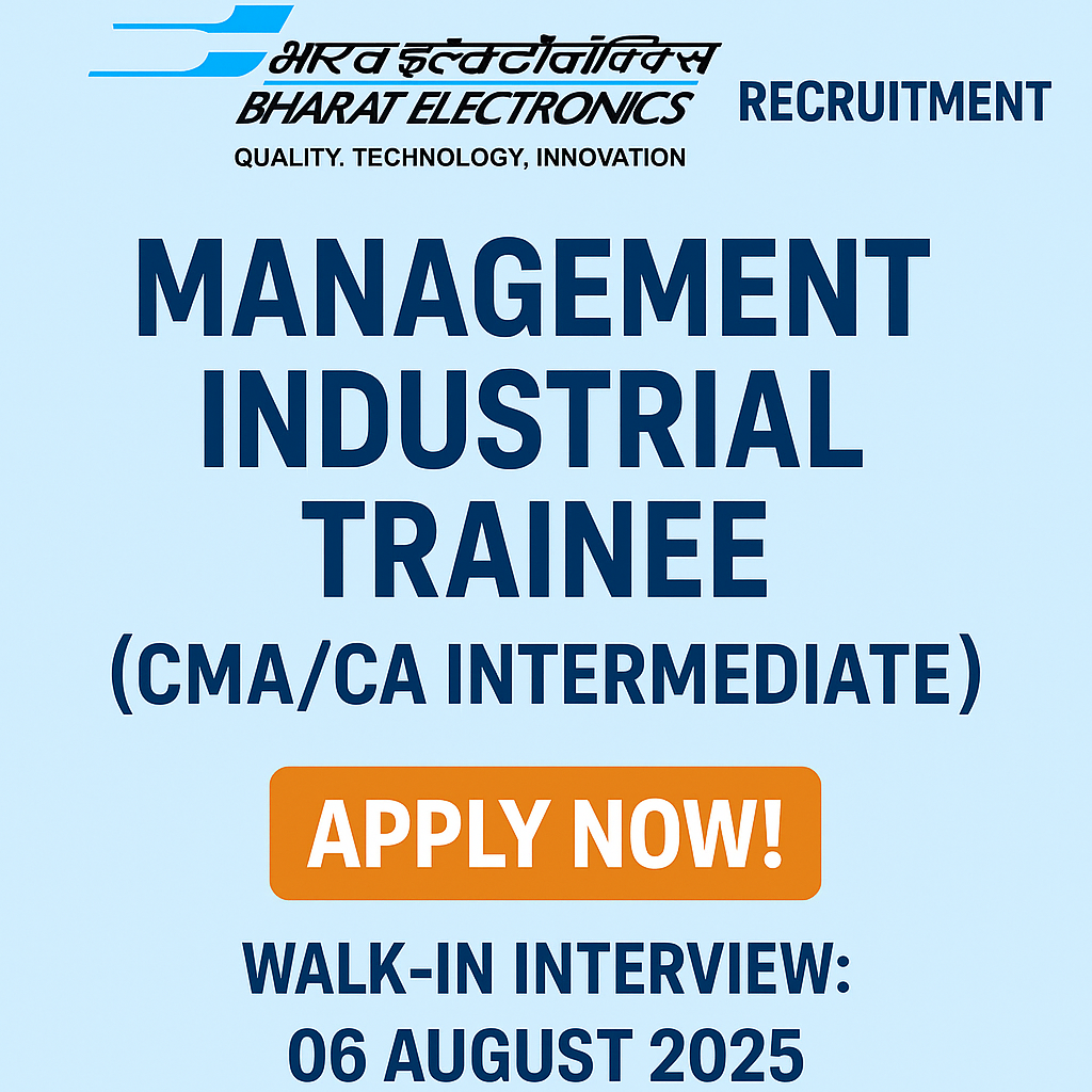 📢 BEL Kotdwara Recruitment 2025: Management Industrial Trainee (CMA/CA Intermediate) – Apply Now!