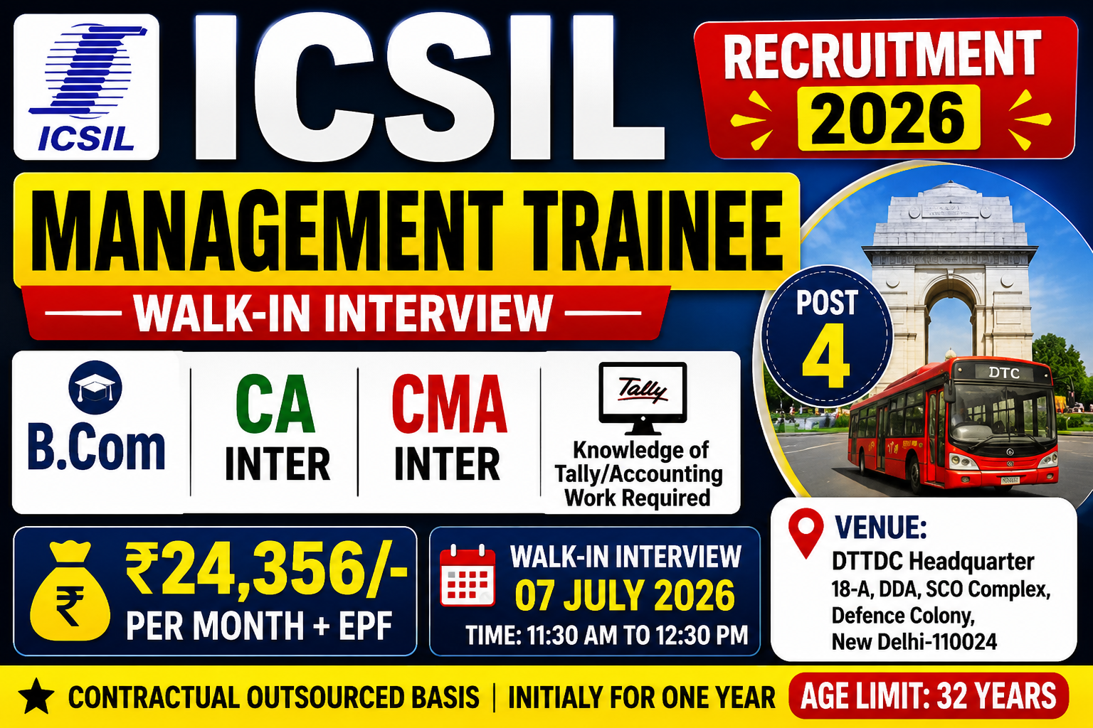 ICSIL Management Trainee Recruitment 2026 | B.Com, CMA Inter & CA Inter Walk-in Interview | Salary ₹24,356