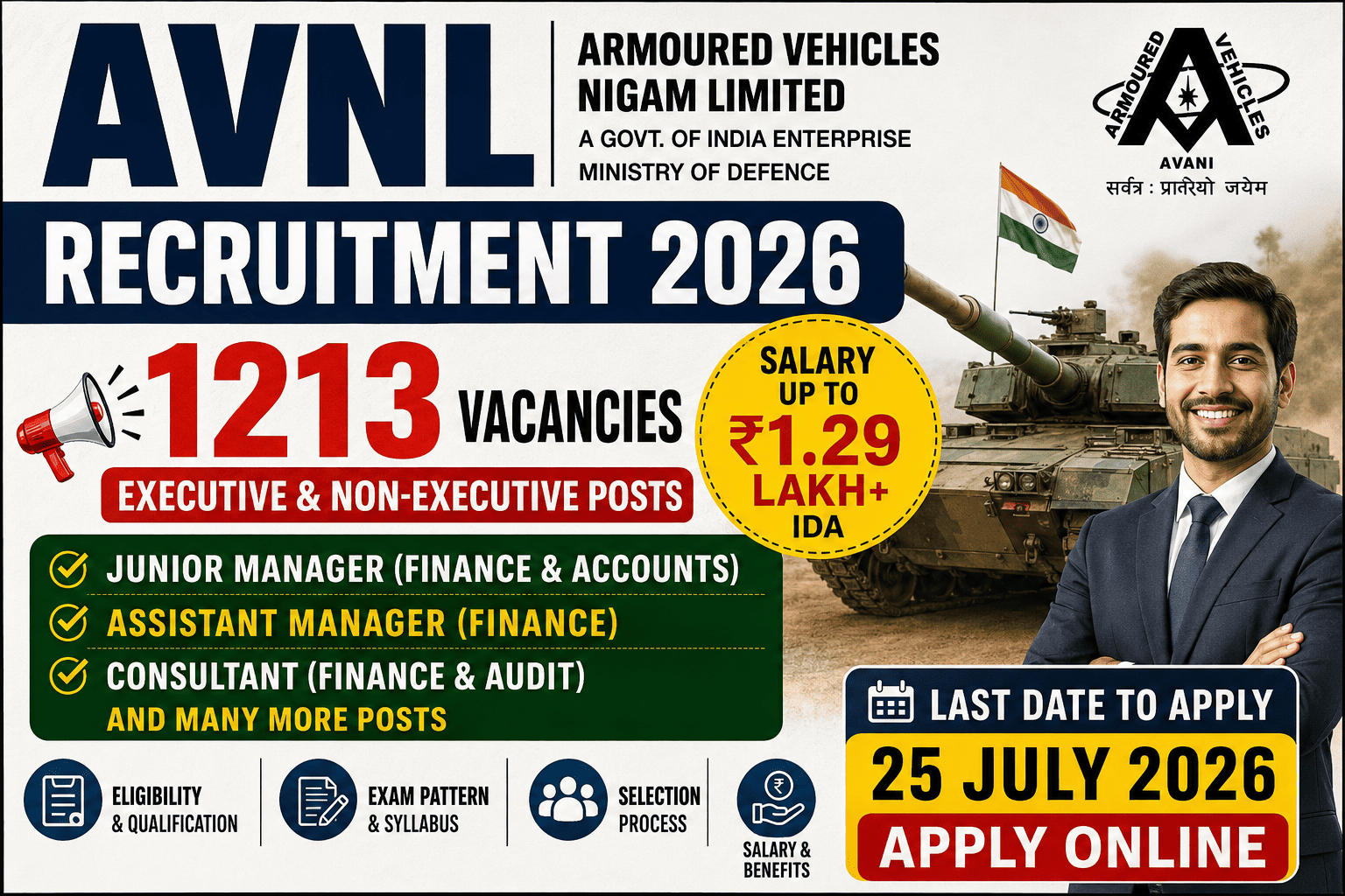 AVNL Recruitment 2026 Notification Out: Junior Manager (Finance & Accounts), Assistant Manager (Finance), 1213 Vacancies | Eligibility, Salary, Exam Pattern & Apply Online