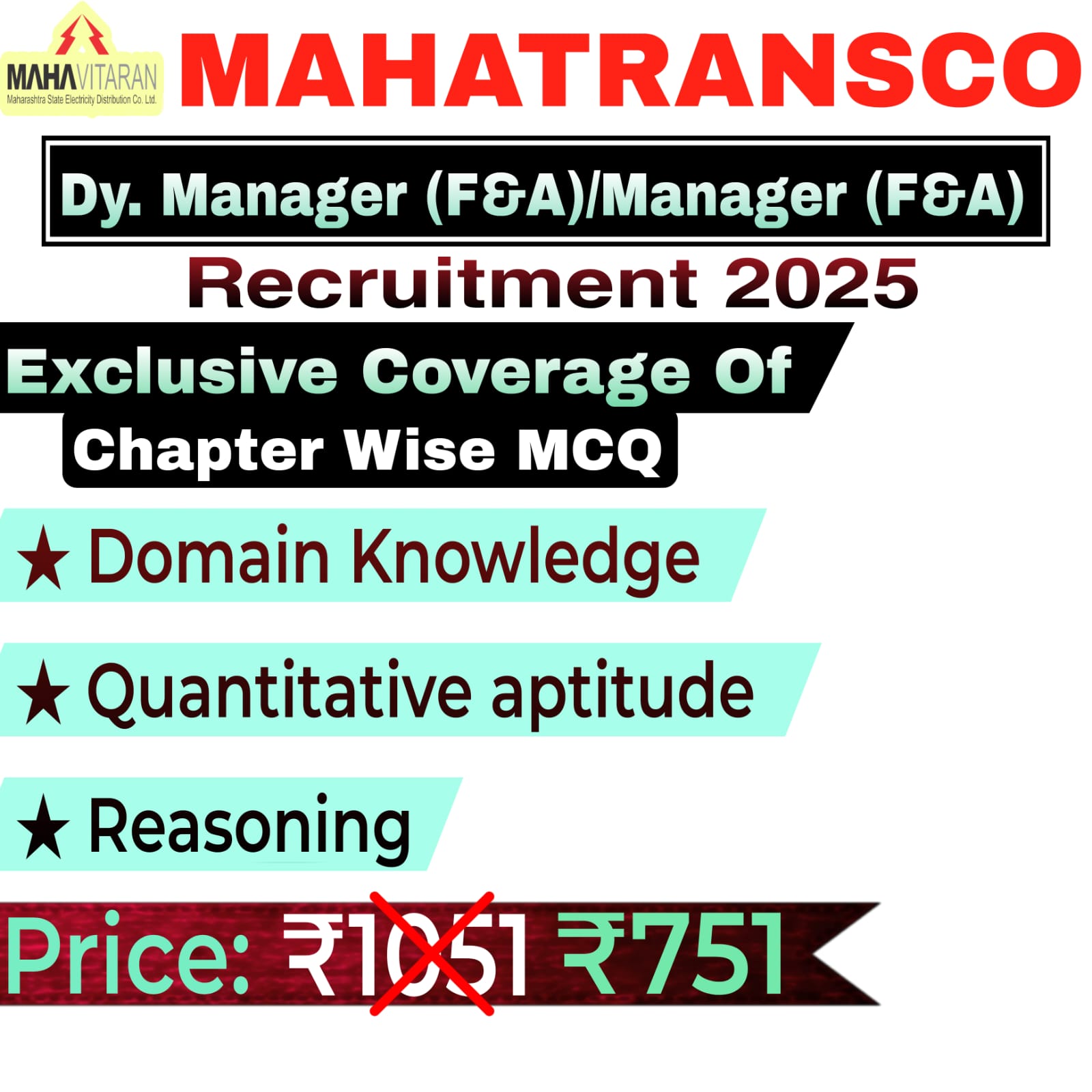 MAHATRANSCO Deputy Manager (Finance & Accounts) & Manager (Finance & Accounts) Chapter wise MCQ Exam 2025