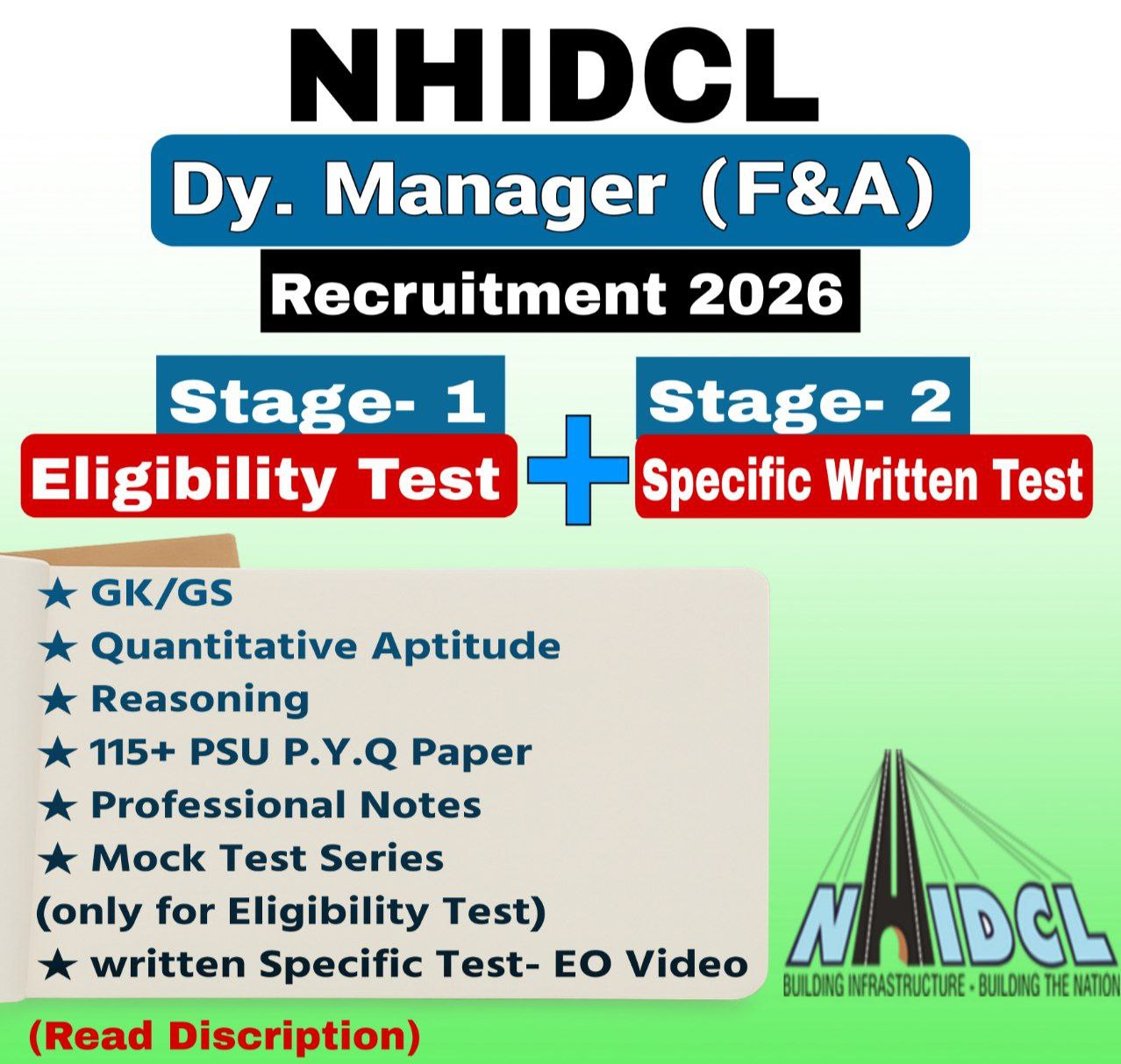 NHIDCL Dy. Manager (F&A) Course 2026 | Stage-1 + Stage-2 Complete Preparation Batch