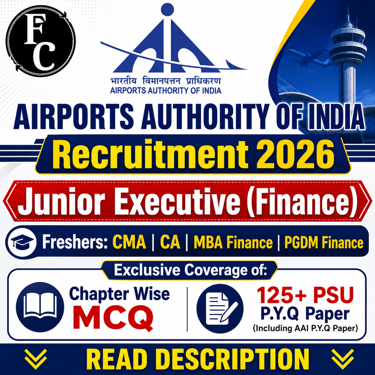 AAI Junior Executive Finance Chapter Wise MCQ & PSU Previous Year Question Paper (e-book) 2026