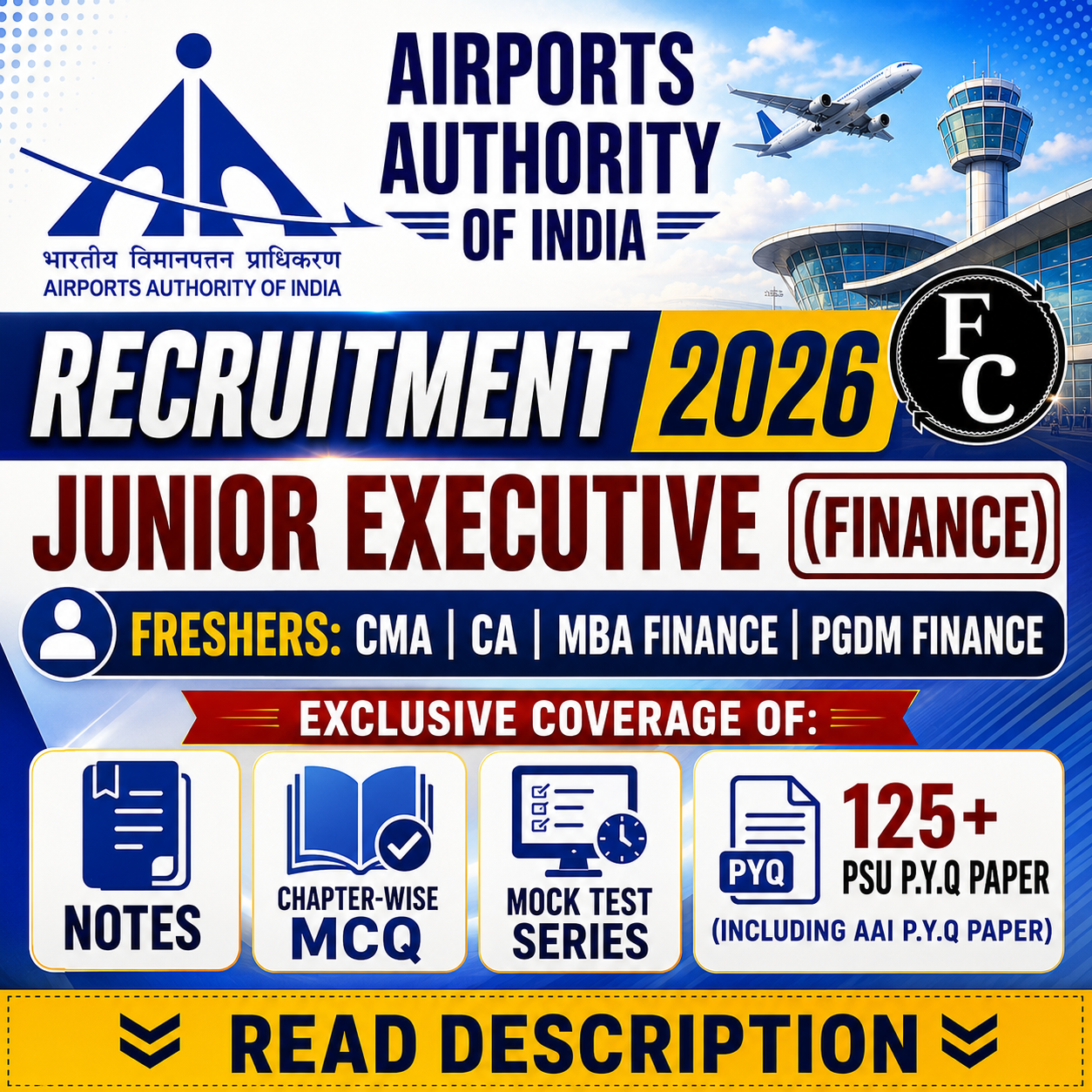 AAI Junior Executive Finance Chapter Wise MCQ, Notes, Mock Test & PSU Previous Year Question Paper (e-book) 2026