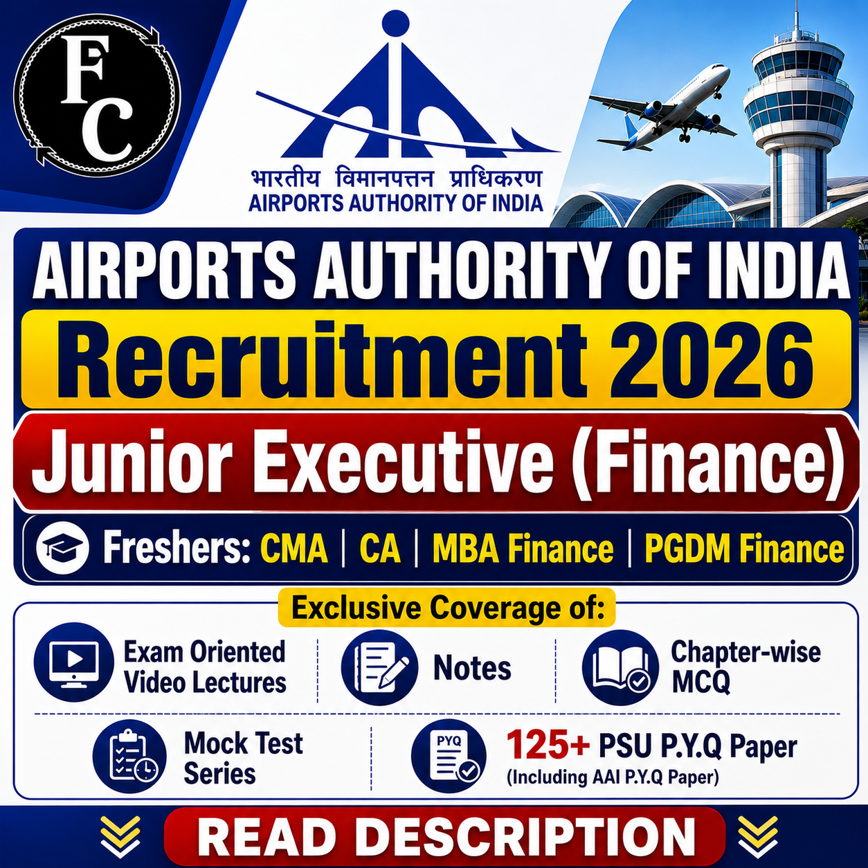 AAI Junior Executive Finance Video, Chapter Wise MCQ, Notes, Mock Test & PSU Previous Year Question Paper (e-book) 2026