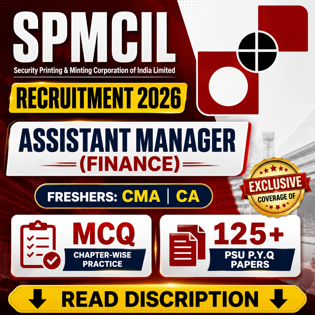 SPMCIL Assistant Manager Finance Chapter Wise MCQ & PSU Previous Year Question Paper (e-book) 2026