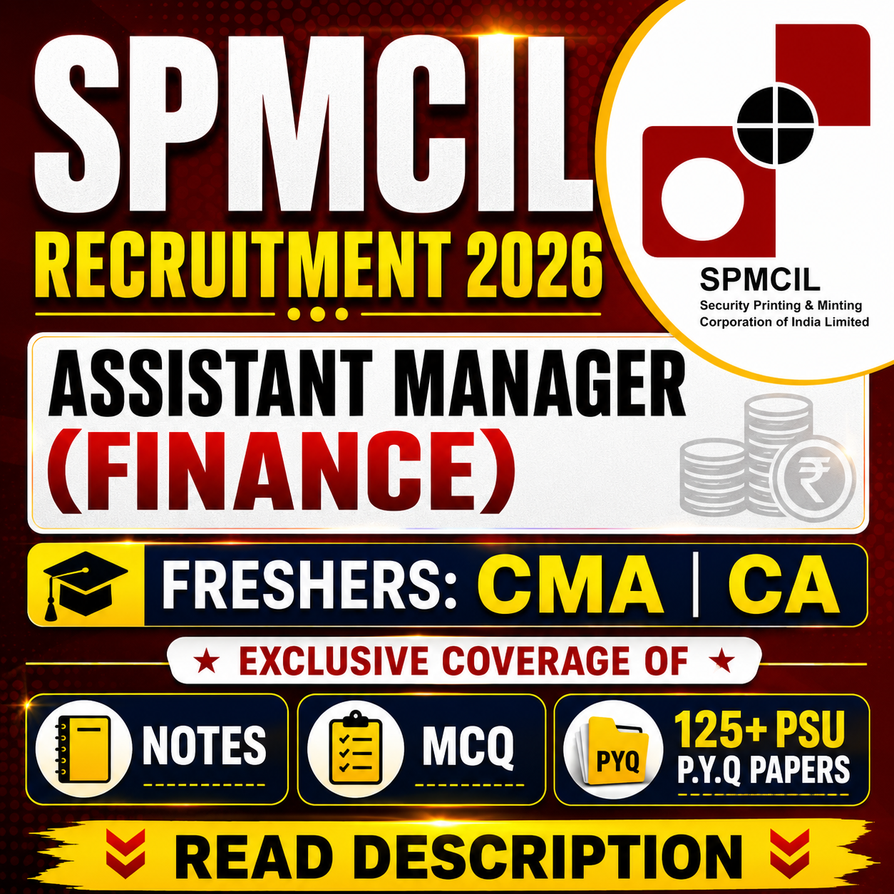 SPMCIL Assistant Manager Finance Chapter Wise MCQ, Notes & PSU Previous Year Question Paper (e-book) 2026