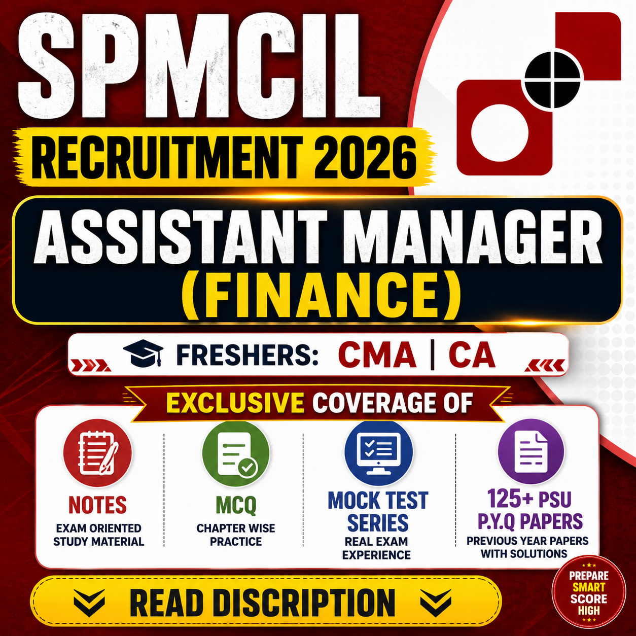SPMCIL Assistant Manager Finance Chapter Wise MCQ, Notes, Mock Test & PSU Previous Year Question Paper (e-book) 2026