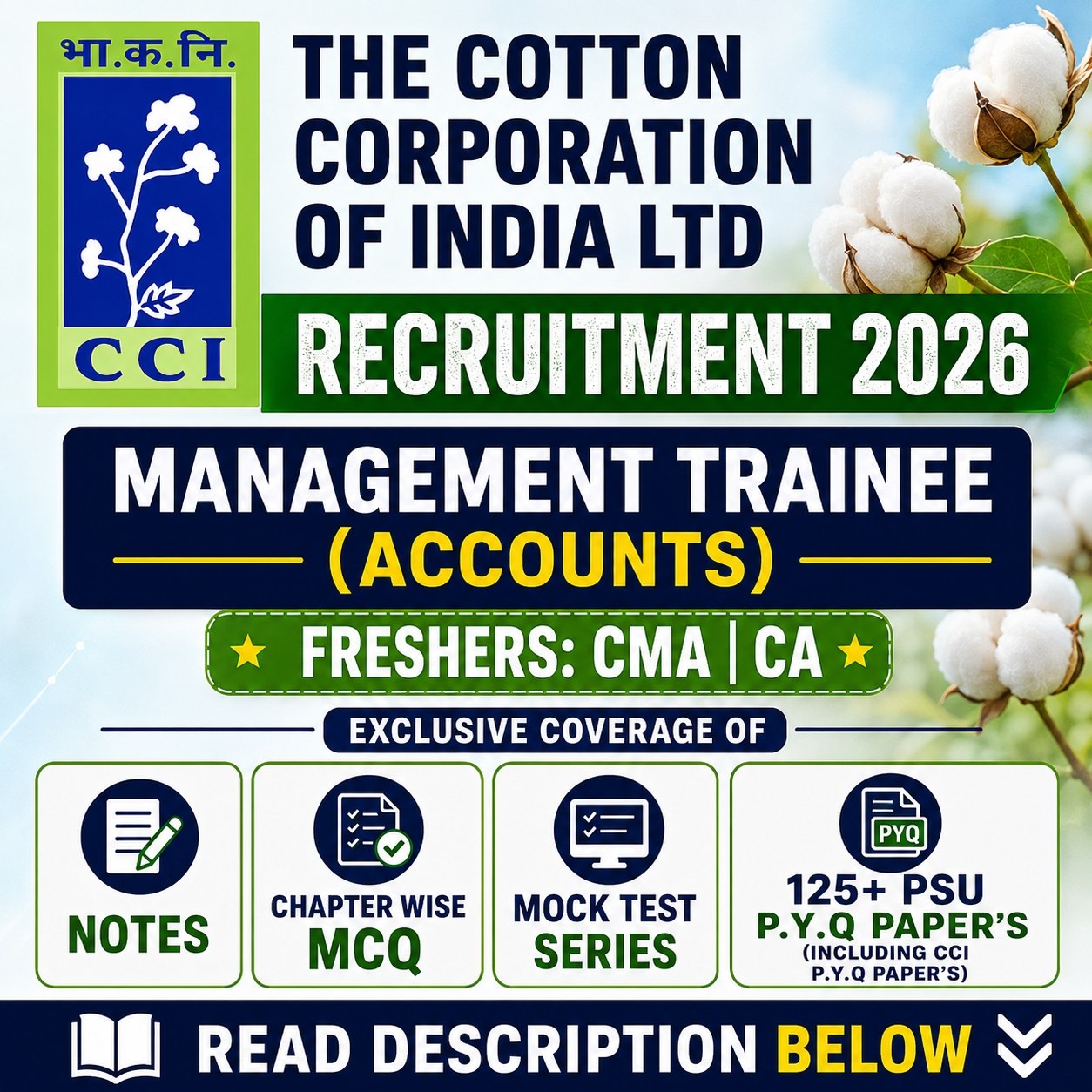 CCI Management Trainee Accounts Chapter Wise MCQ, Notes, Mock Test & PSU Previous Year Question Paper (e-book) 2026